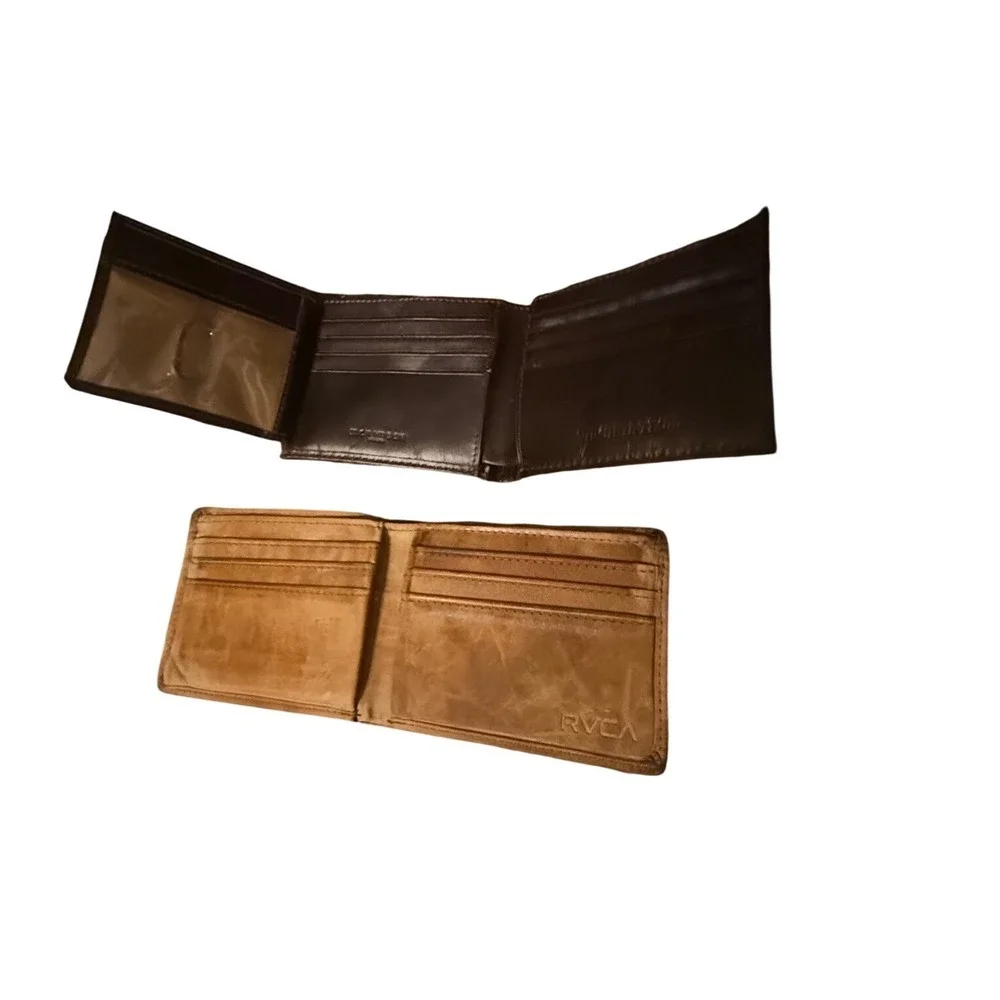 Men's Leather Wallet Bundle | Virginia Tech Hokies Trifold & RVCA Bifold‎